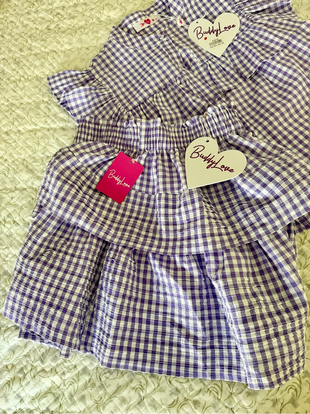 Buddy Love Lavender Gingham Ruffle Skirt Set - Picture 3 of 4